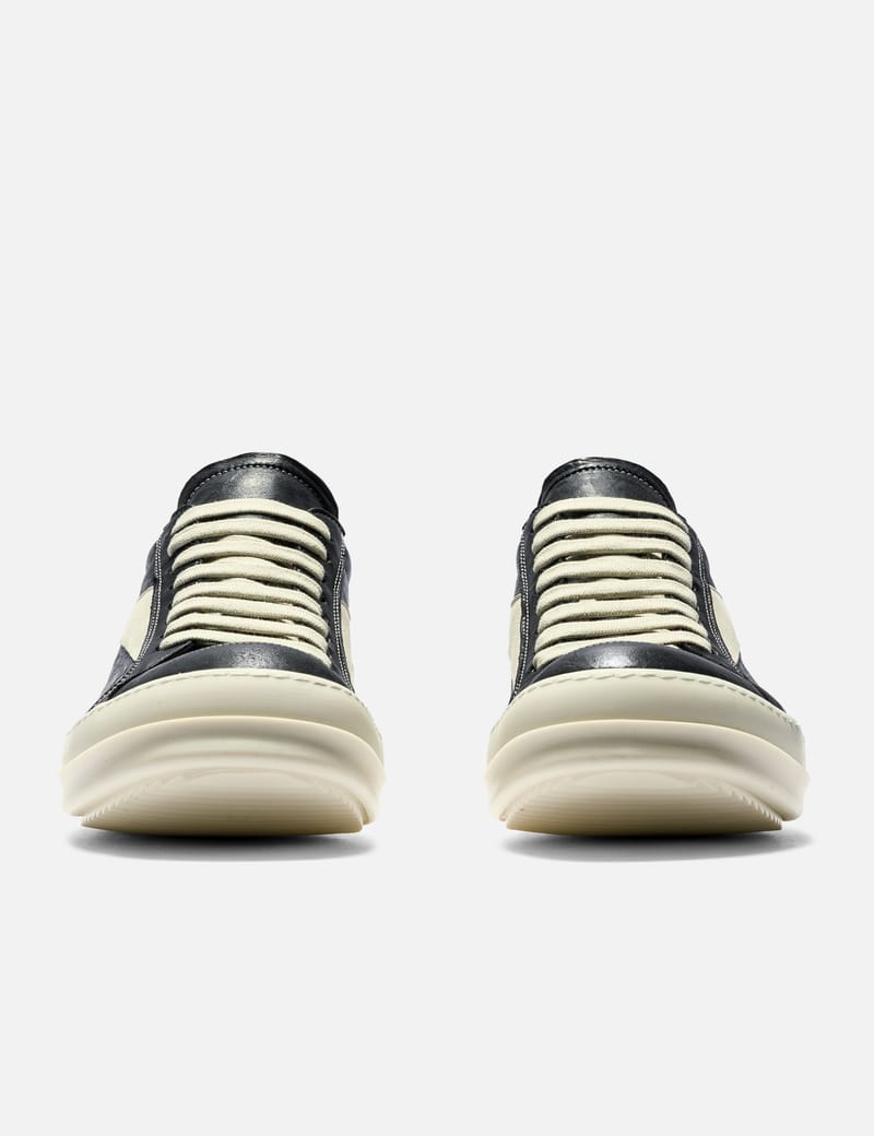 Rick Owens Vintage Sneaks in Tumbled Lamb Leather - Black/Milk