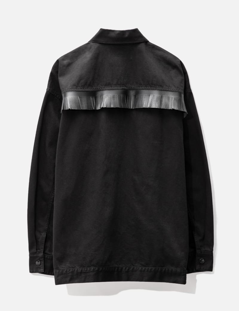 Raf Simons - Leather Fringe Denim Jacket | HBX - Globally Curated