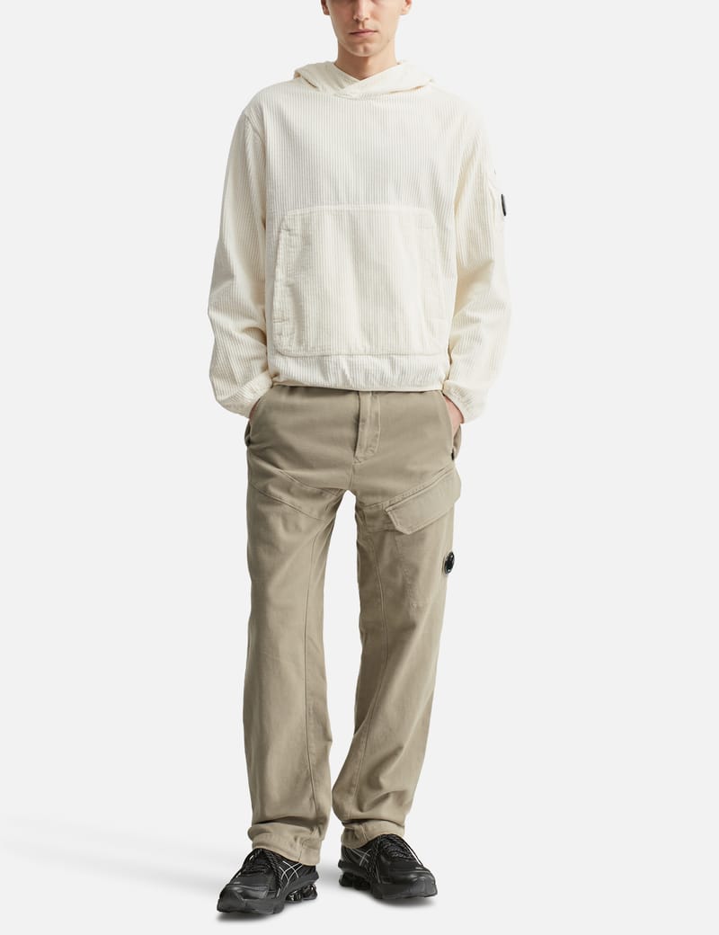 C.P. Company Corduroy 350 Lens Hooded Sweatshirt - Garment-dyed
