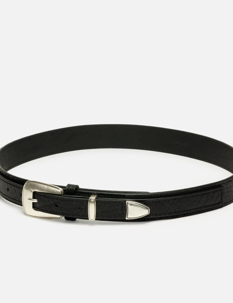 Lemaire Minimal Western Belt - Grained leather belt with a sleek