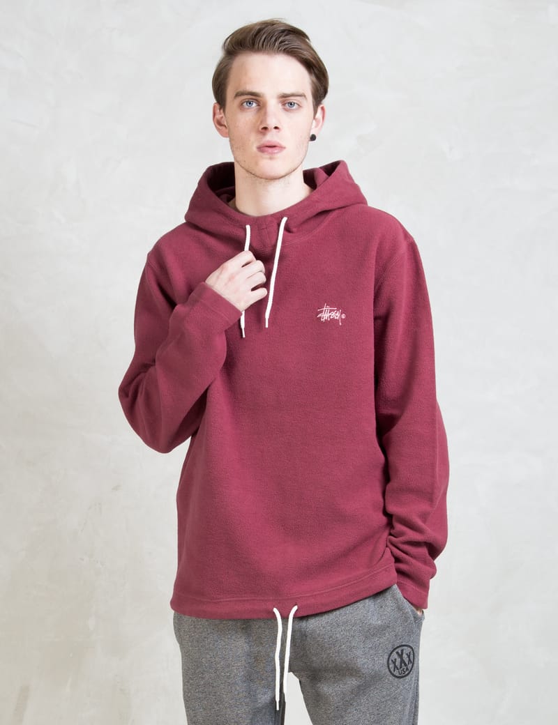 Burgundy stussy outlet hoodie