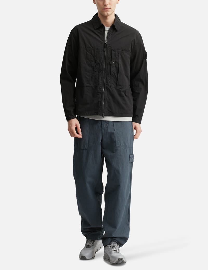 Stone Island Ripstop Overshirt - Mercerized organic cotton zip-up
