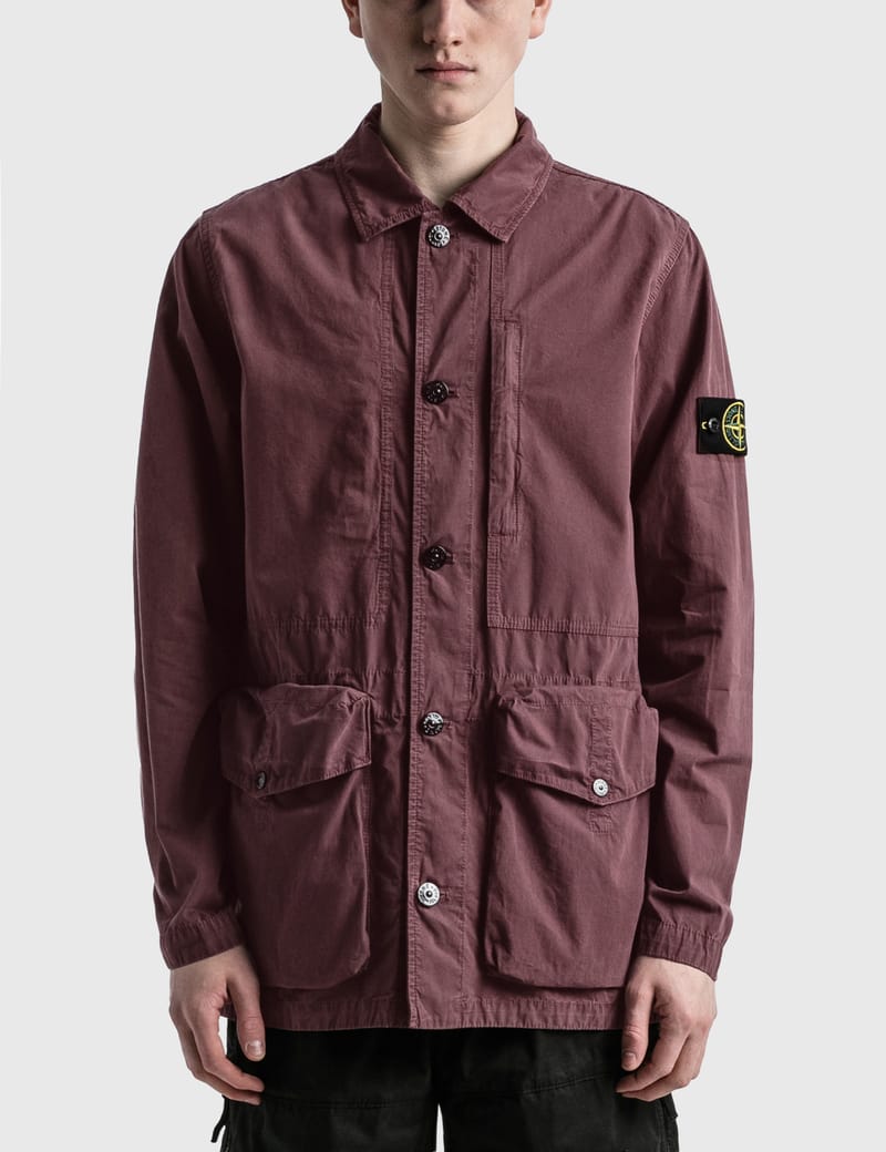 'Old' Effect Garment Dyed Cotton Canvas Shirt Jacket