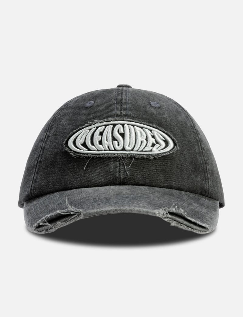 Pleasures Bubble Rip Cap - Distressed cotton cap with embroidered