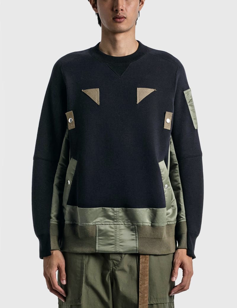 Sacai - Nylon Twill Sponge Sweat Pullover | HBX - Globally Curated