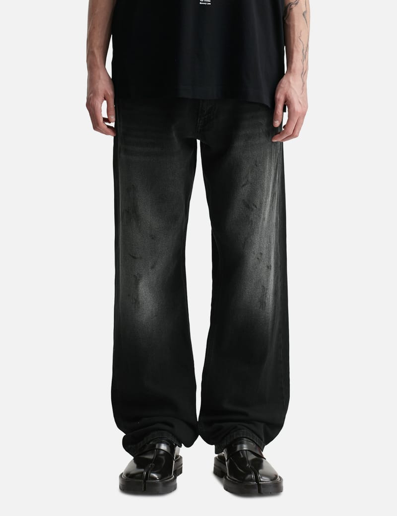 MM6 Maison Margiela Straight-Leg Jeans - Black washed denim, faded
