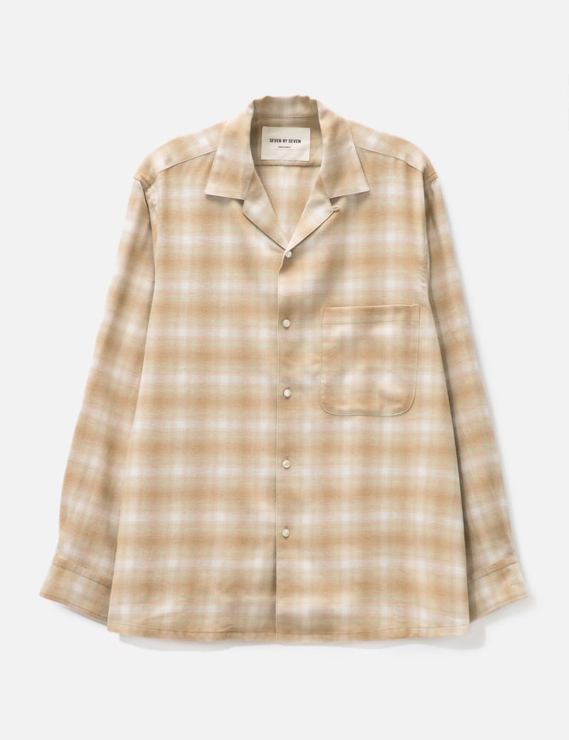 10,780円OMBRAY CHECK OPEN COLLAR SHIRTS L/S