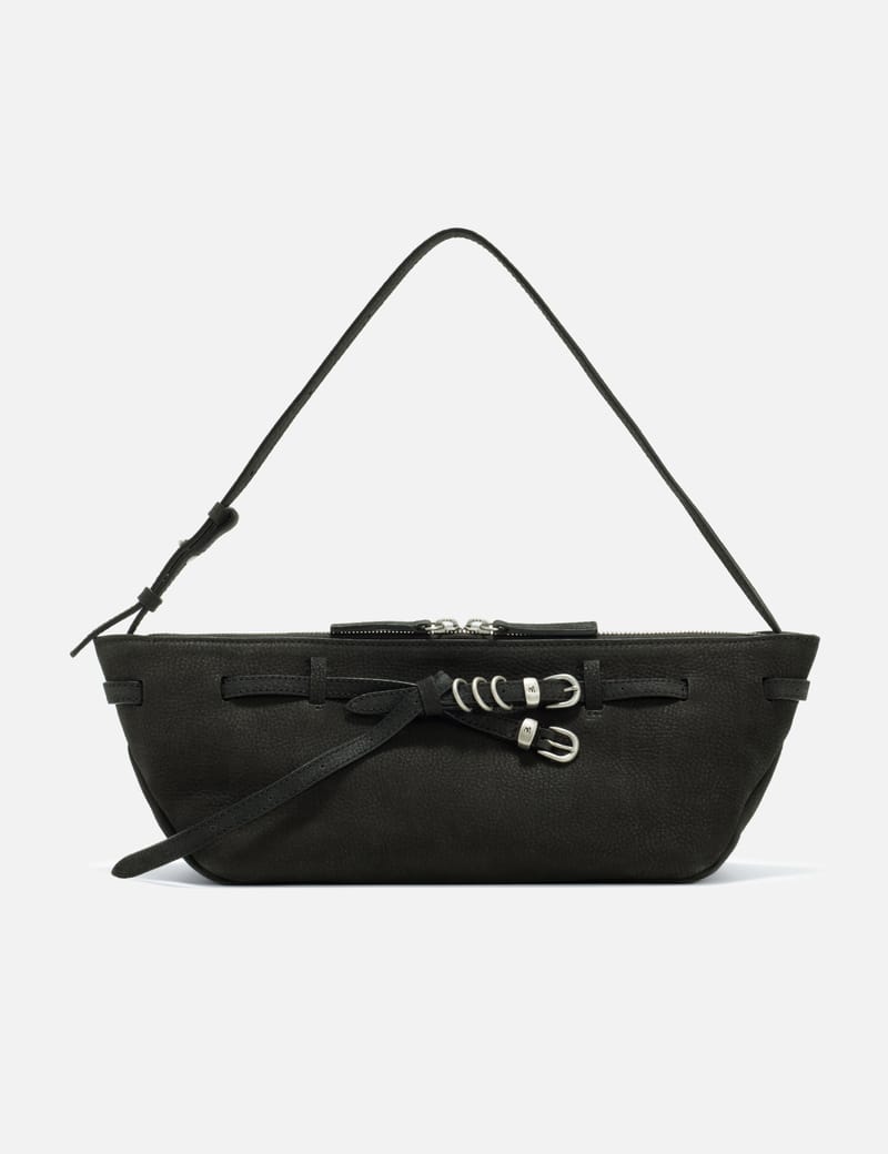 MARGESHERWOOD Grandma Used Sling Bag - Black nubuck baguette sling