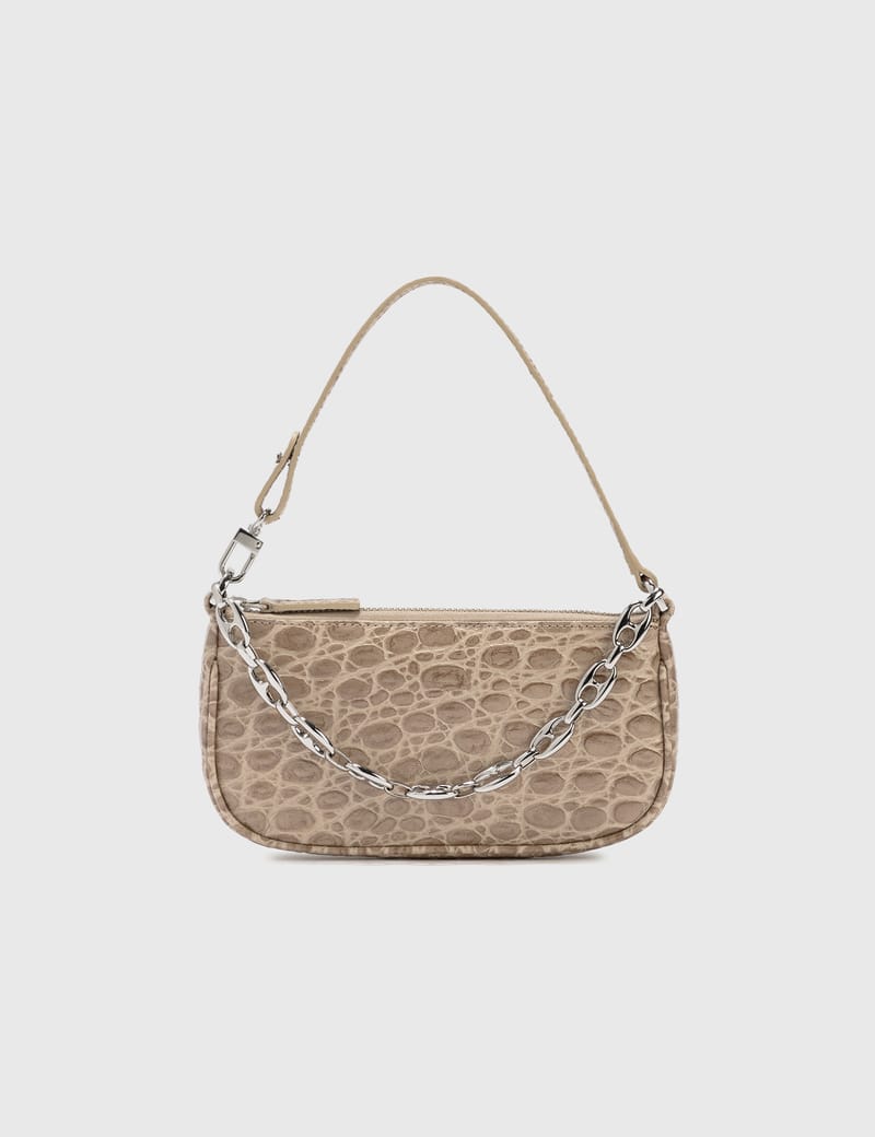 ☆人気☆【BY FAR】☆MINI RACHEL CIRCULAR CROCO LEATHER BAG☆ BY FAR - Mini Rachel Clay Circular Croco Embossed Leather