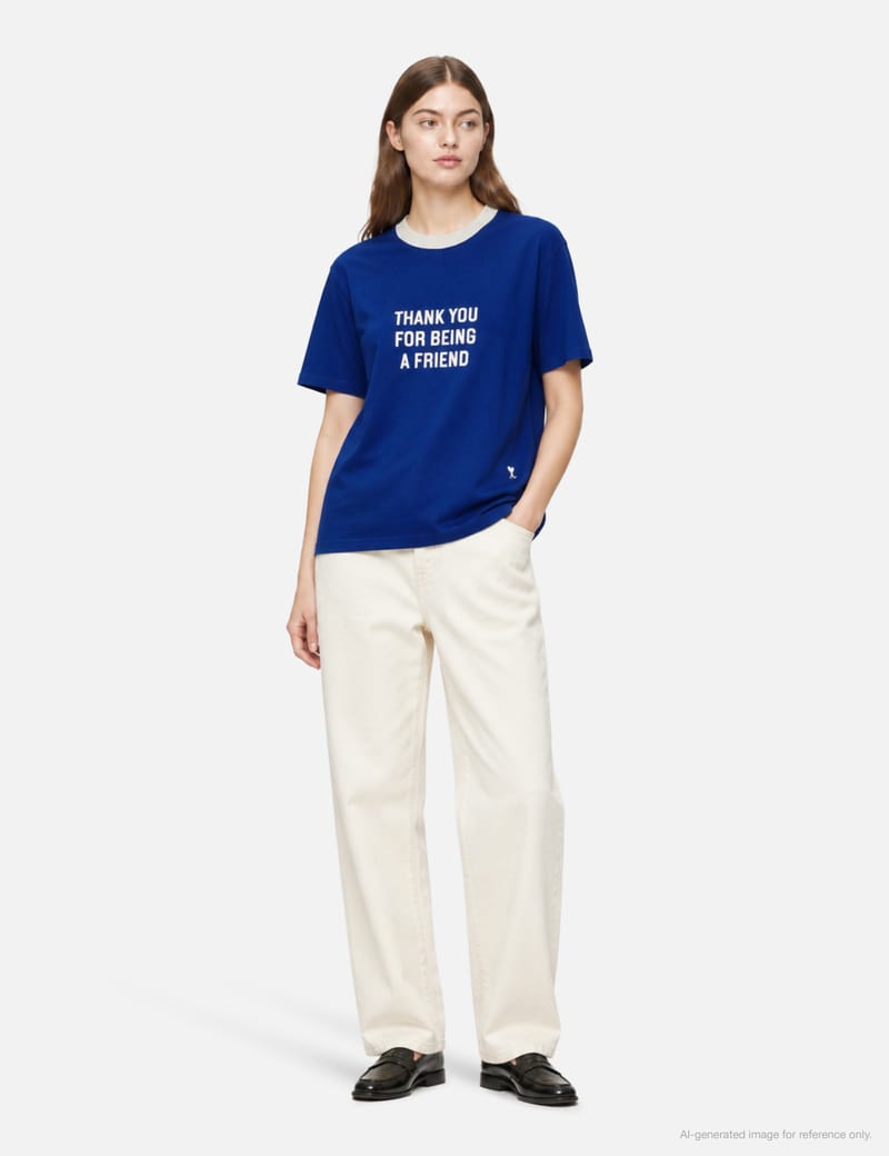 Ami White Cotton Red Ami de Coeur T-Shirt - Organic cotton classic