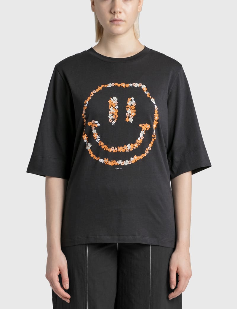 ☆送料・関税込☆GANNI★SMILEY SHORT SLEEVE T SHIRT★ Ganni Smiley Relaxed T-Shirt - Black | Garmentory