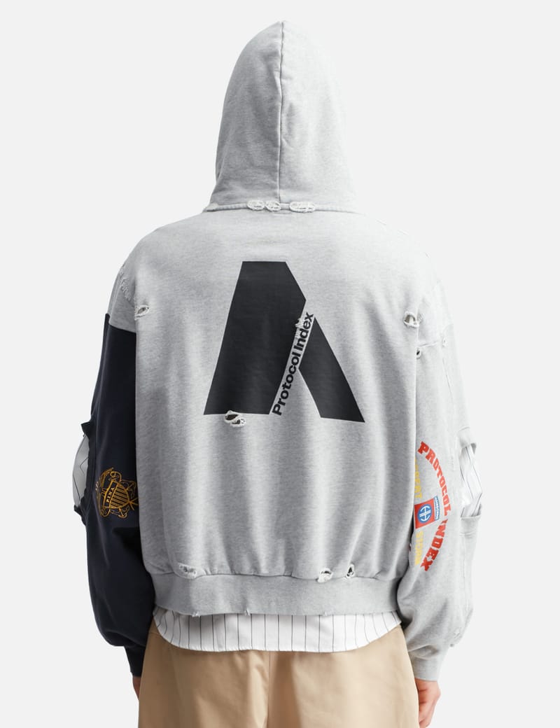 Protocol index ZIPフーディ Protocol Index Upside Down Zip Hoodie Black – ESSXNYC