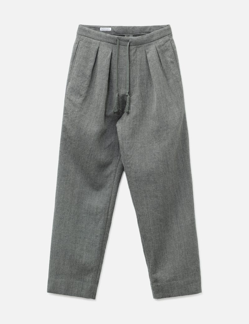 Kaptain Sunshine Wool Herringbone Easy Trousers - Relaxed wool