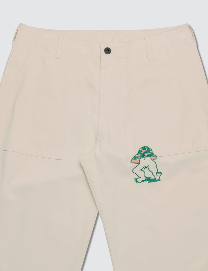 Brain Dead - Mushroom Embroidery Herringbone Military Pants
