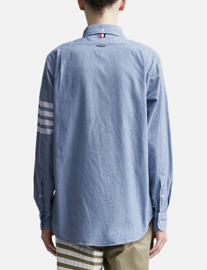 Thom Browne - Solid Flannel Shirting 4-Bar Nametag Straight Fit Shirt | HBX