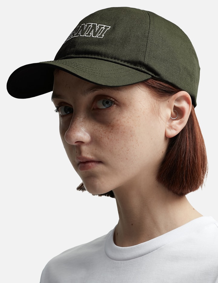 Ganni GREEN CORDUROY CAP HAT main image 1