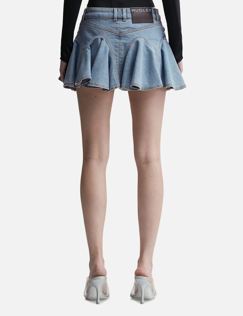 ワンピース MUGLER Women Mid Skirts 24W2RO16291116 6028 BLUE Light blue padded mini denim skirt Mugler - women - MUGLER