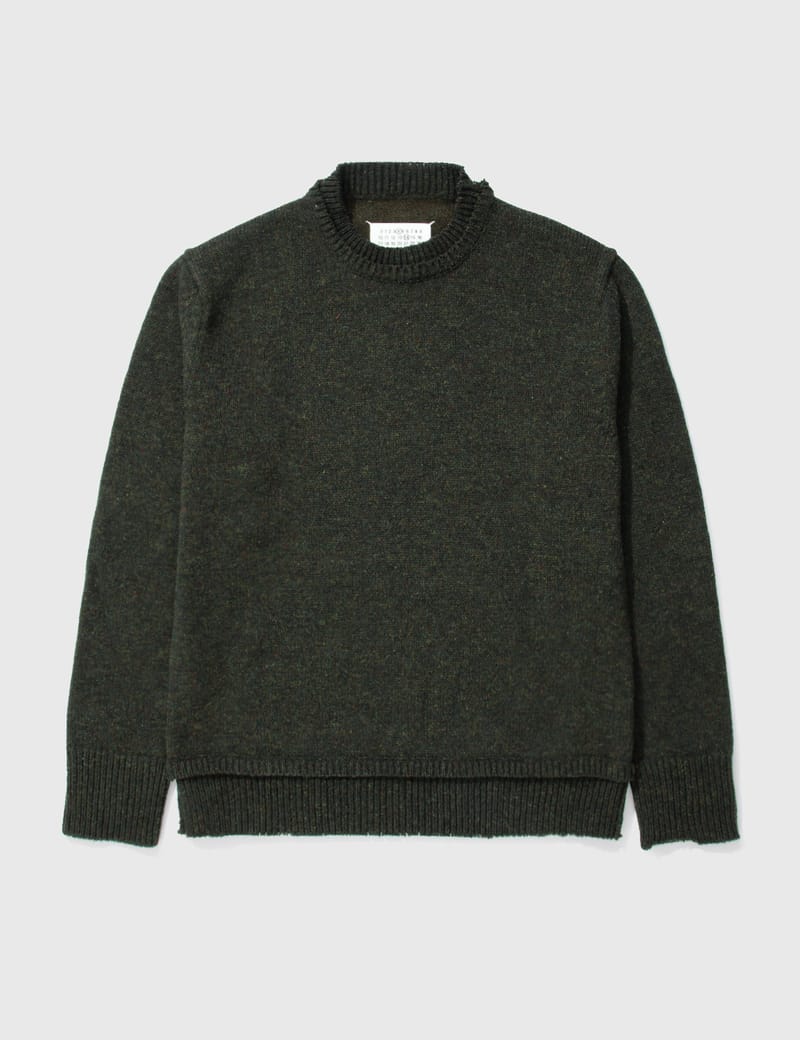 トップス Maison Margiela paneled wool sweater MAISON MARGIELA Distressed Wool Sweater for Men | MR PORTER