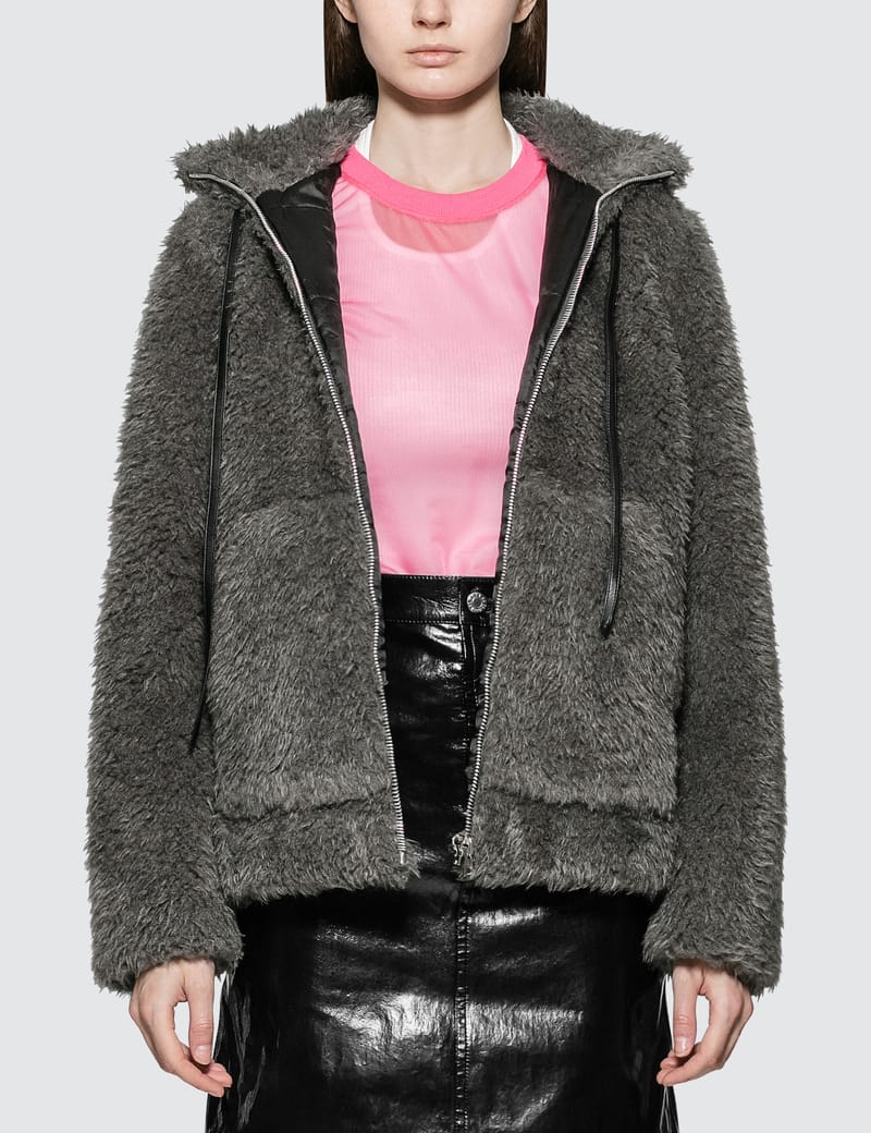 Helmut lang faux fur bomber jacket hotsell