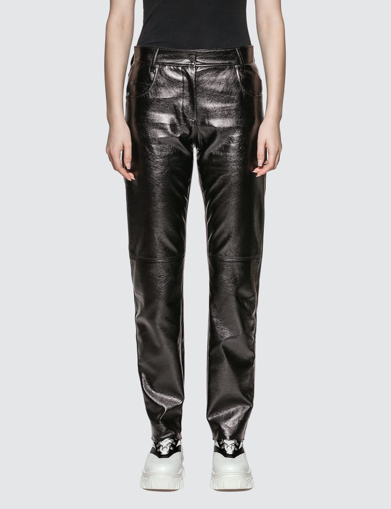 【送料&関税込】MSGM Black Leather-like Pants MSGM - Faux Leather Straight Leg Pants | HBX - Globally