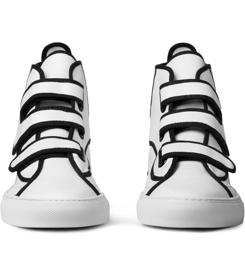 Raf Simons - White Velcro High-Top Sneakers | HBX