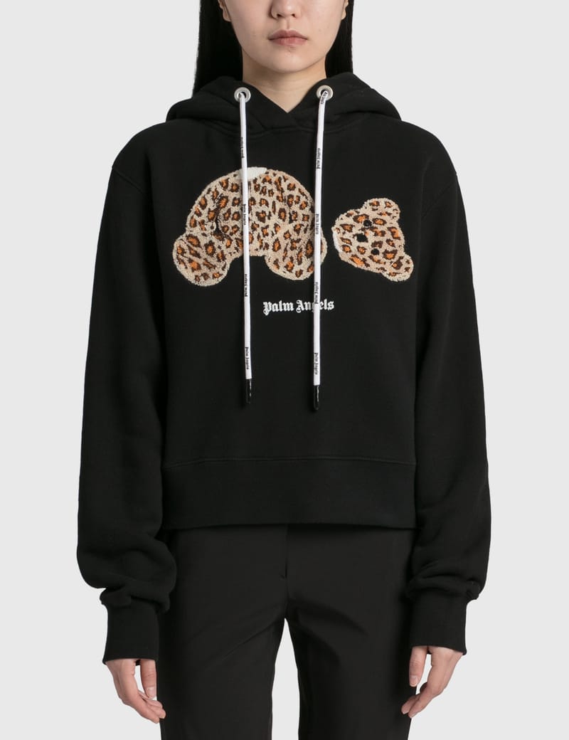 Palm Angels Leopard Bear Fitted Hoodie HBX Globally Curated