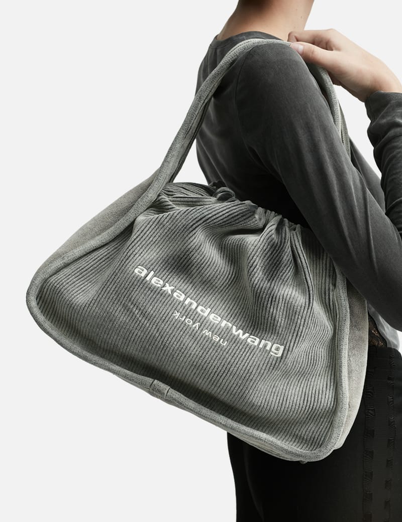 RYAN LARGE BAG IN RIBBED KNIT in BLACK | alexanderwang®