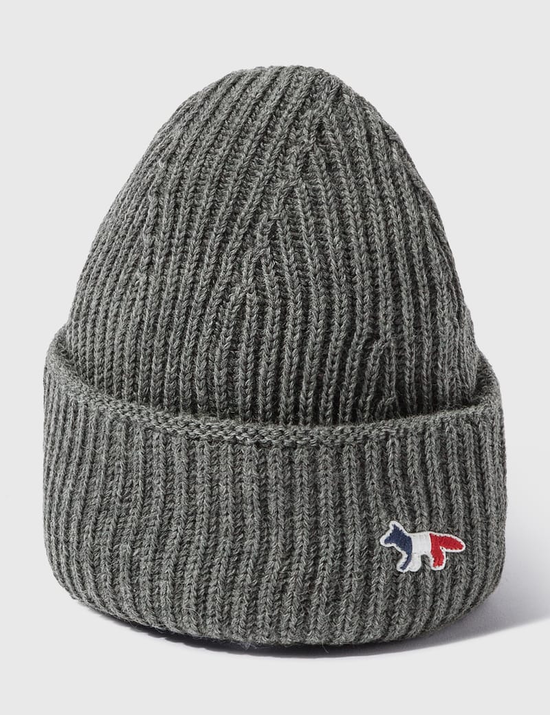 Maison Kitsuné - Tricolor Fox Patch Ribbed Hat | HBX