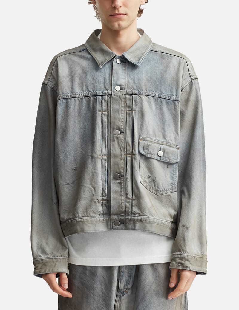 ANCELLM Aging Denim Jacket - Relaxed indigo denim with vintage