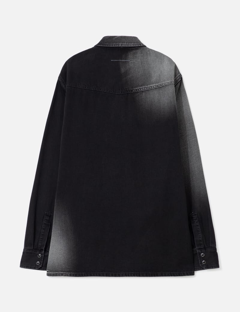 希少 MM6 黒 シャツ 38 マルジェラ MM6 Maison Margiela Black Denim Shirt - Relaxed washed cotton with