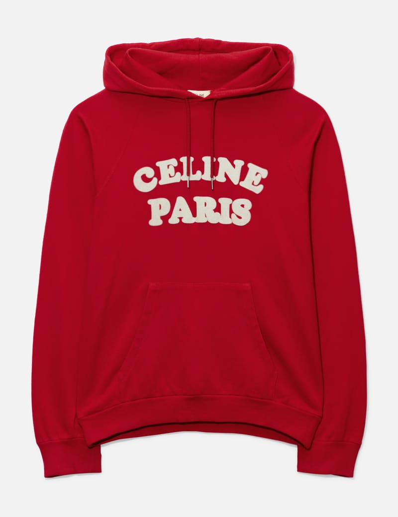 CELINE レッド フーディ STRANGE FLOCKING-Hoodie-KY338-1-770a3.