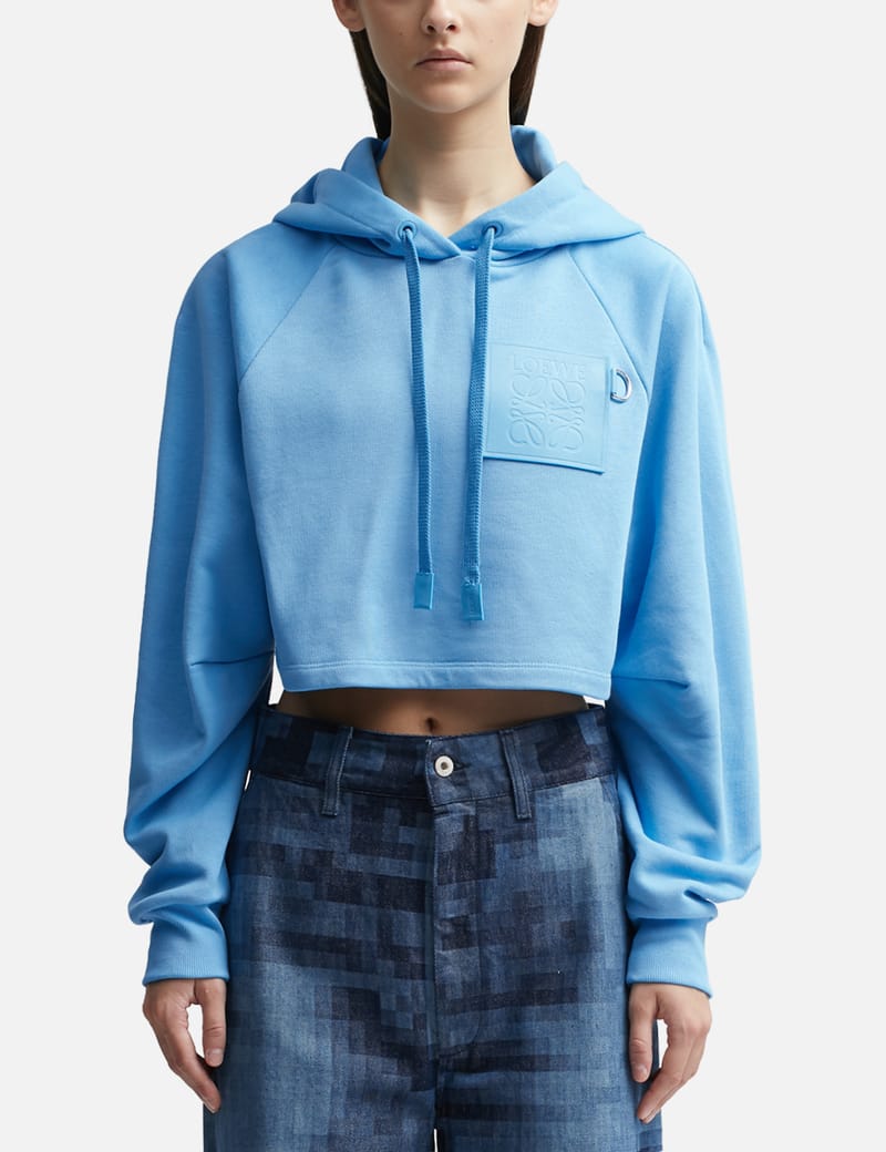 LOEWE セール★ RELAXED FIT HOODIE★RIVIERA BLUE Loewe Men's Anagram Patch Pocket Hoodie in Riviera Blue Loewe
