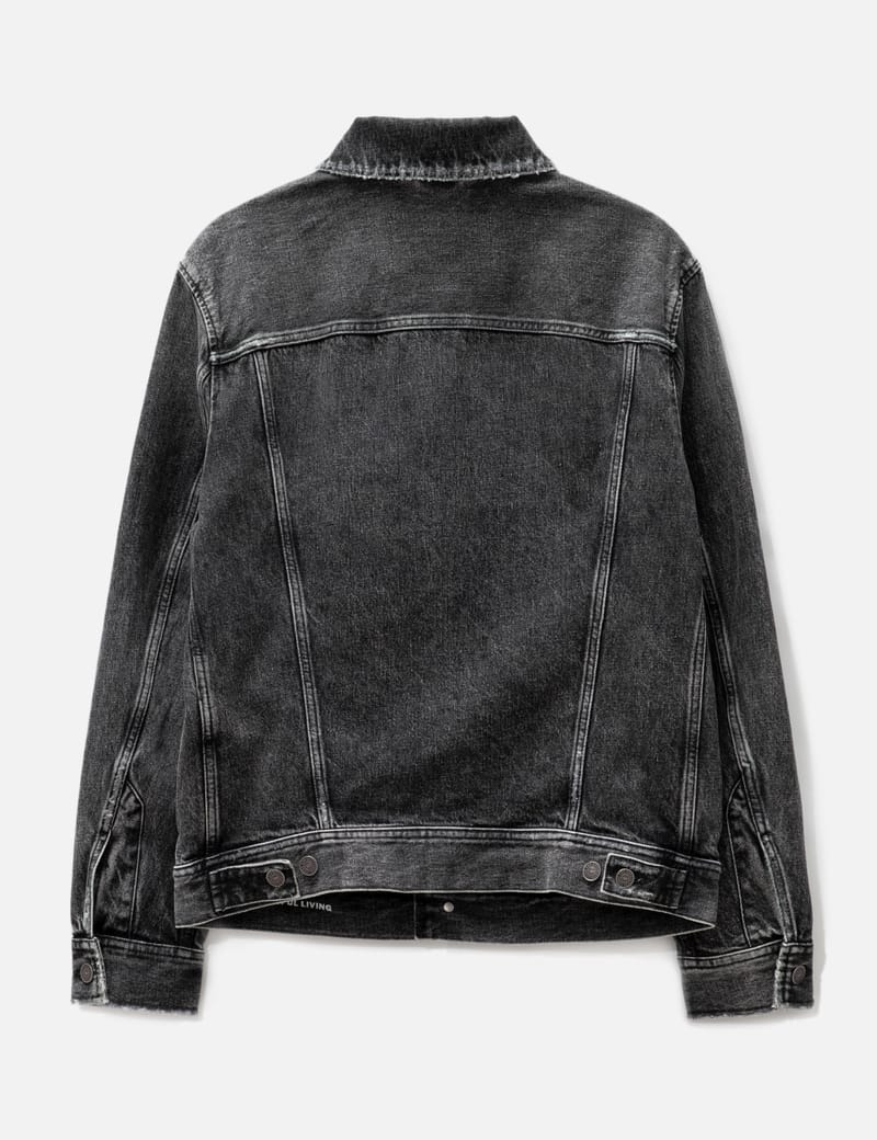 Mens black denim jacket distressed best sale