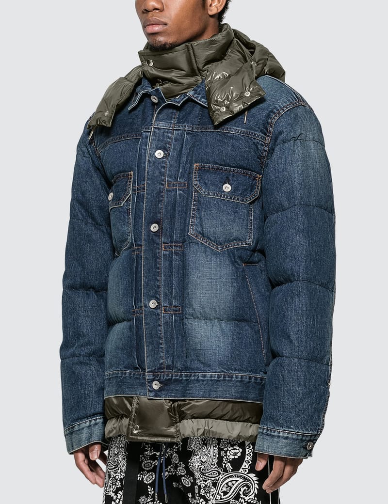 Sacai denim sales down jacket