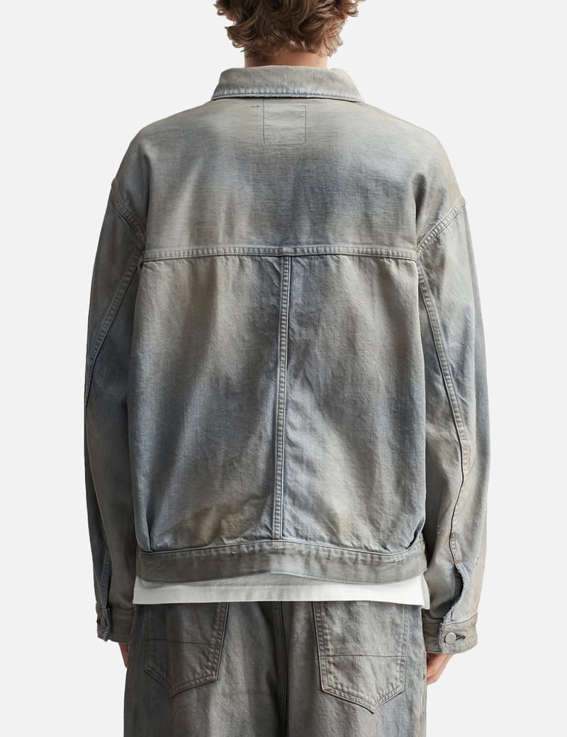 ANCELLM Aging Denim Jacket - Relaxed indigo denim with vintage
