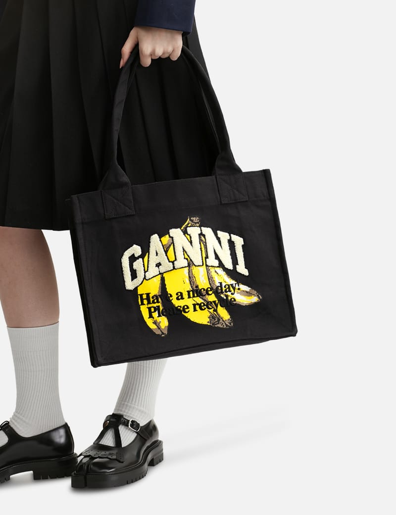 Ganni - Black Large Banana Print Tote | HBX - Globally