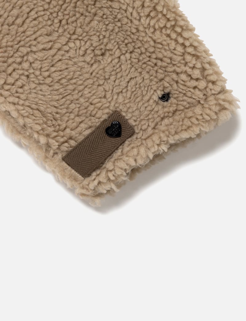 Human Made Fleece Jacket - Beige polyester boa fleece with heart