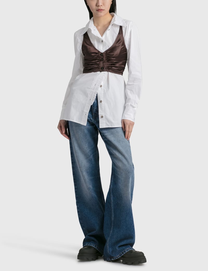 Ganni - COTTON POPLIN RUFFLE SHIRT | HBX - Globally Curated