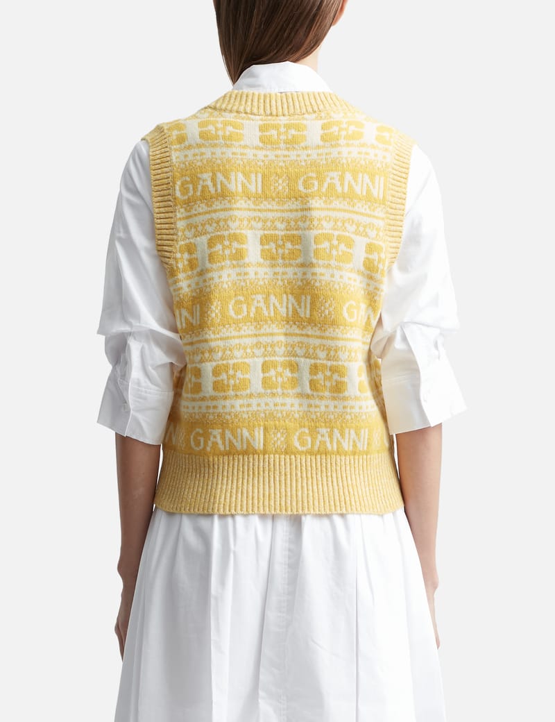 Ganni - Yellow Wool Mix Vest | HBX - Globally Curated Fashion and
