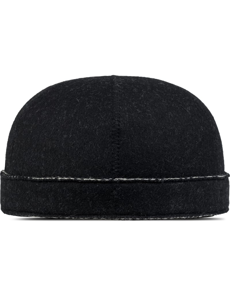 帽子 n.hoolywood wool linen N.Hoolywood - Black Raw Edge Wool Cap | HBX