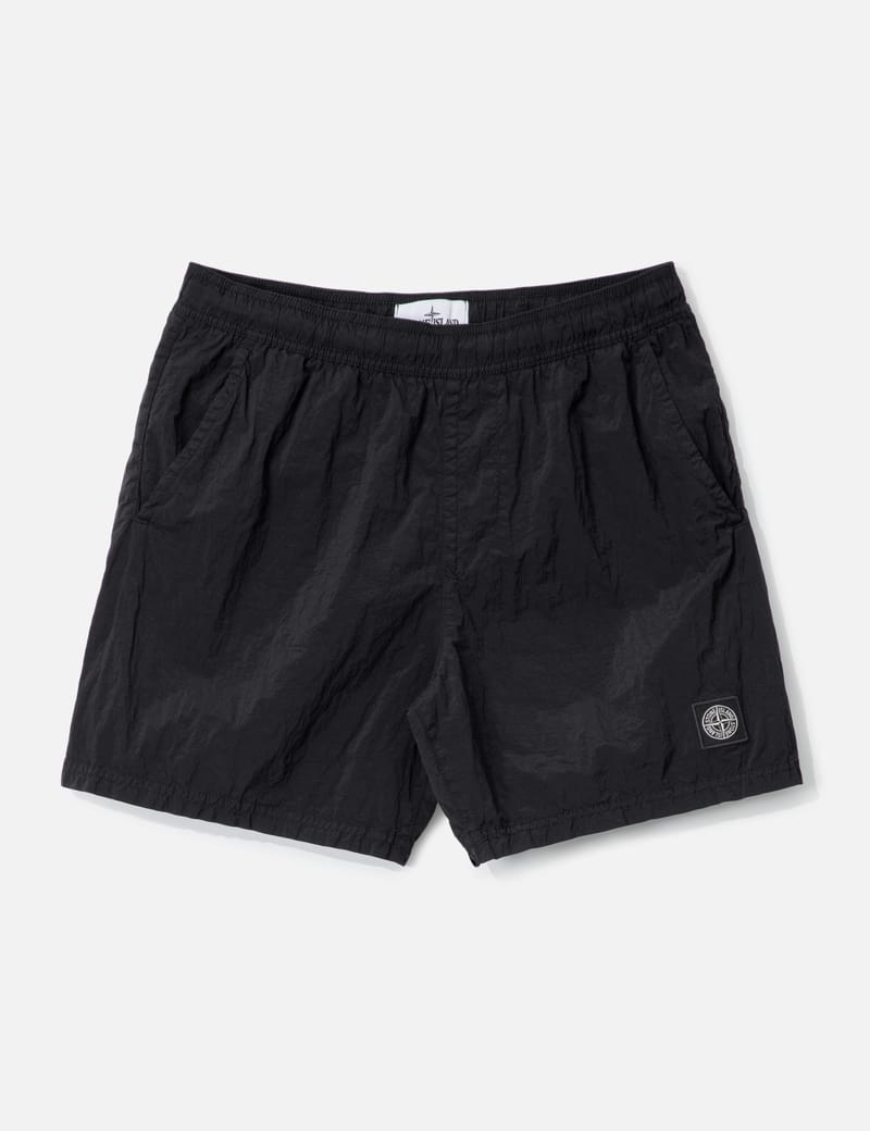 ★ stone swimwear nylonl M 黒 ★ STONE ISLAND Straight-Leg Mid-Length Logo-Appliquéd Nylon Metal