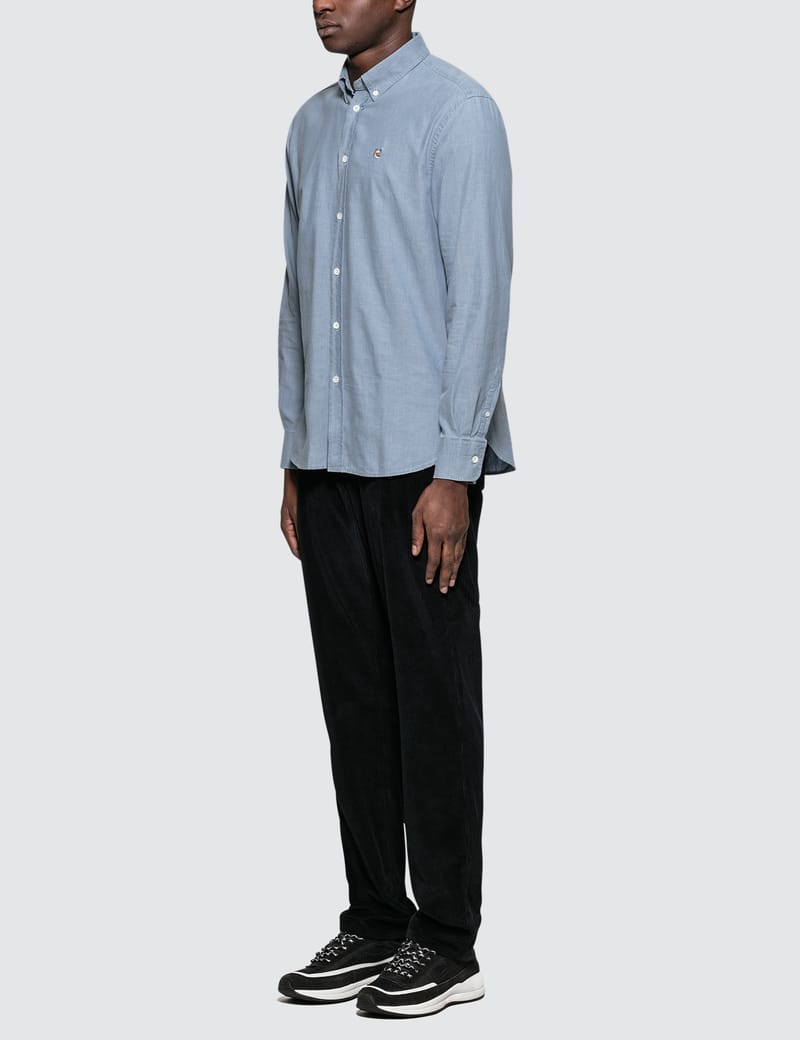 シャツ MAISON KITSUN FOX HEAD SHIRT IN CHAMBRAY MAISON KITSUNÉ Fox Head Chambray Classic Shirt Maison Kitsune