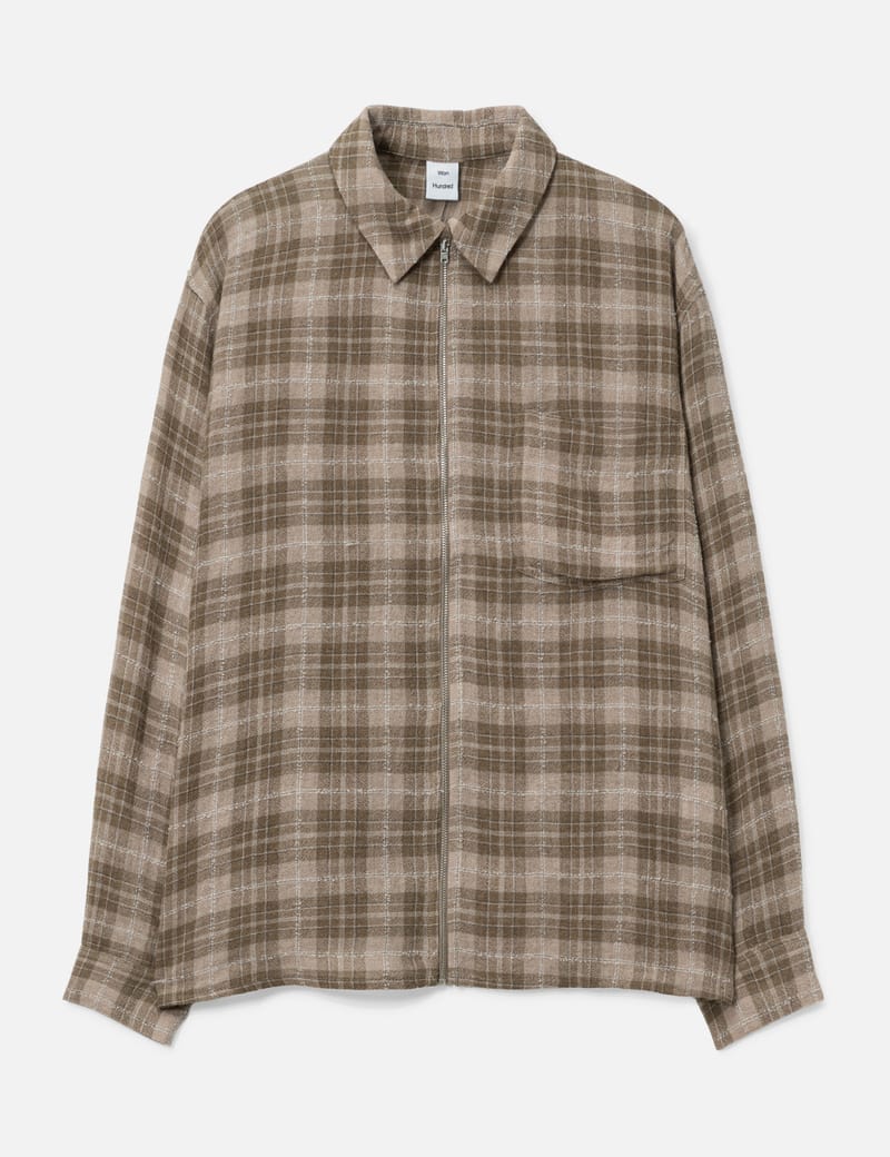 Won Hundred Zayne Zip Shirt - Relaxed checked open-weave shirt in