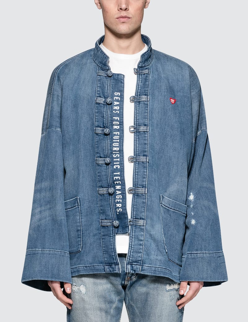 90s Denim Kung Fu Jacket MADE IN USA-