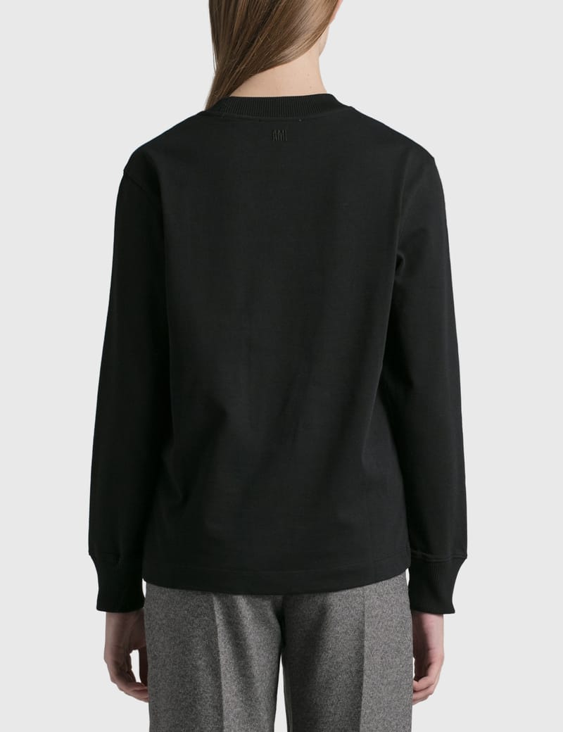 AMI PARIS■Ami de Coeur ロングスリーブ Tシャツ Black Ami Paris Ami De Coeur Long Sleeves T-shirt Black - US