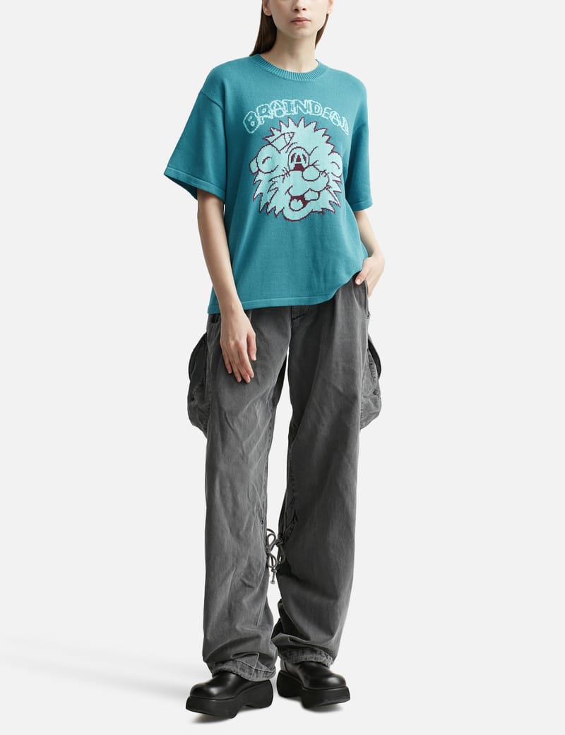 【BRAINDEAD】 Short Sleeve Sweater Brain Dead x South2 West8 Short Sleeve Sweater - Moss
