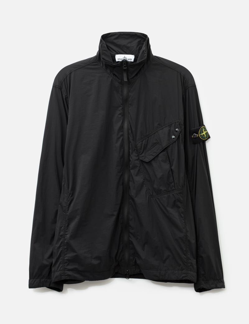 STONE  ZIP UP OVERSHIRT JACKET 黒 L Stone Island Ripstop Overshirt - Mercerized organic cotton zip-up