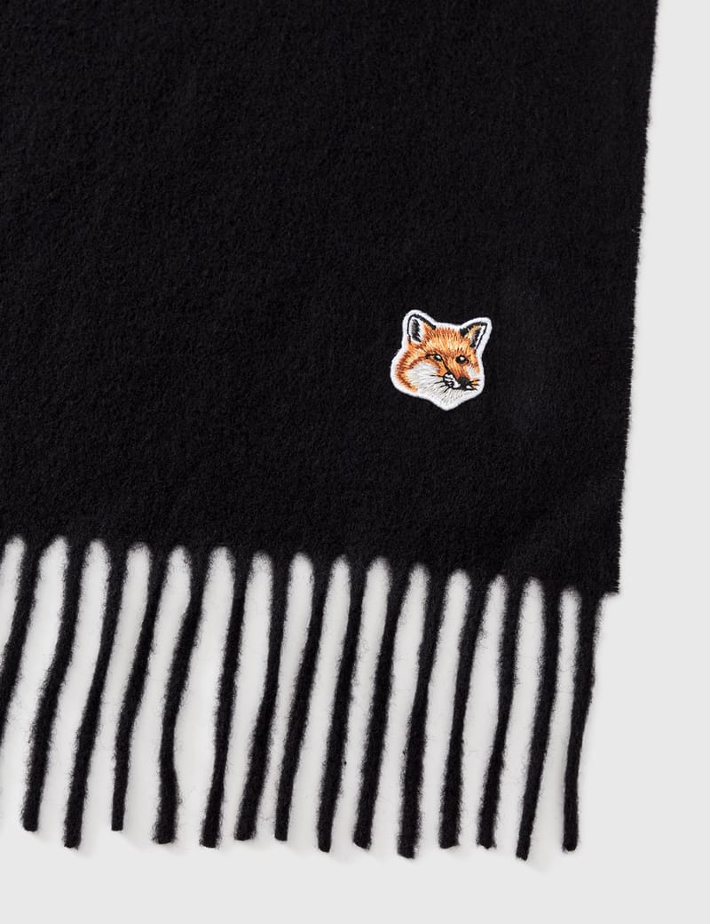 Maison Kitsuné - Fox Head Patch Wool Scarf | HBX