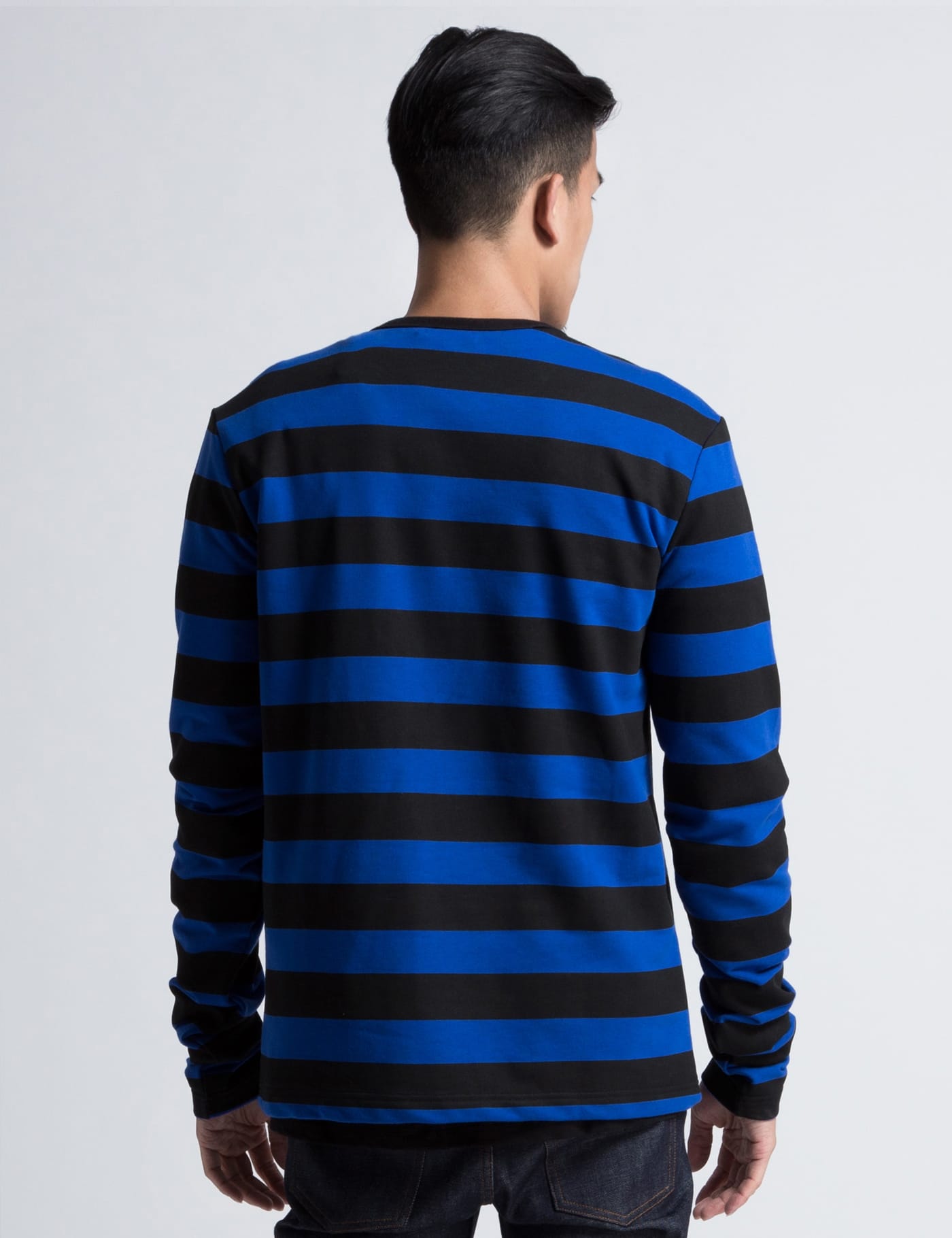 Midnight Studios - Black/Blue Striped L/S T-Shirt | HBX - Globally