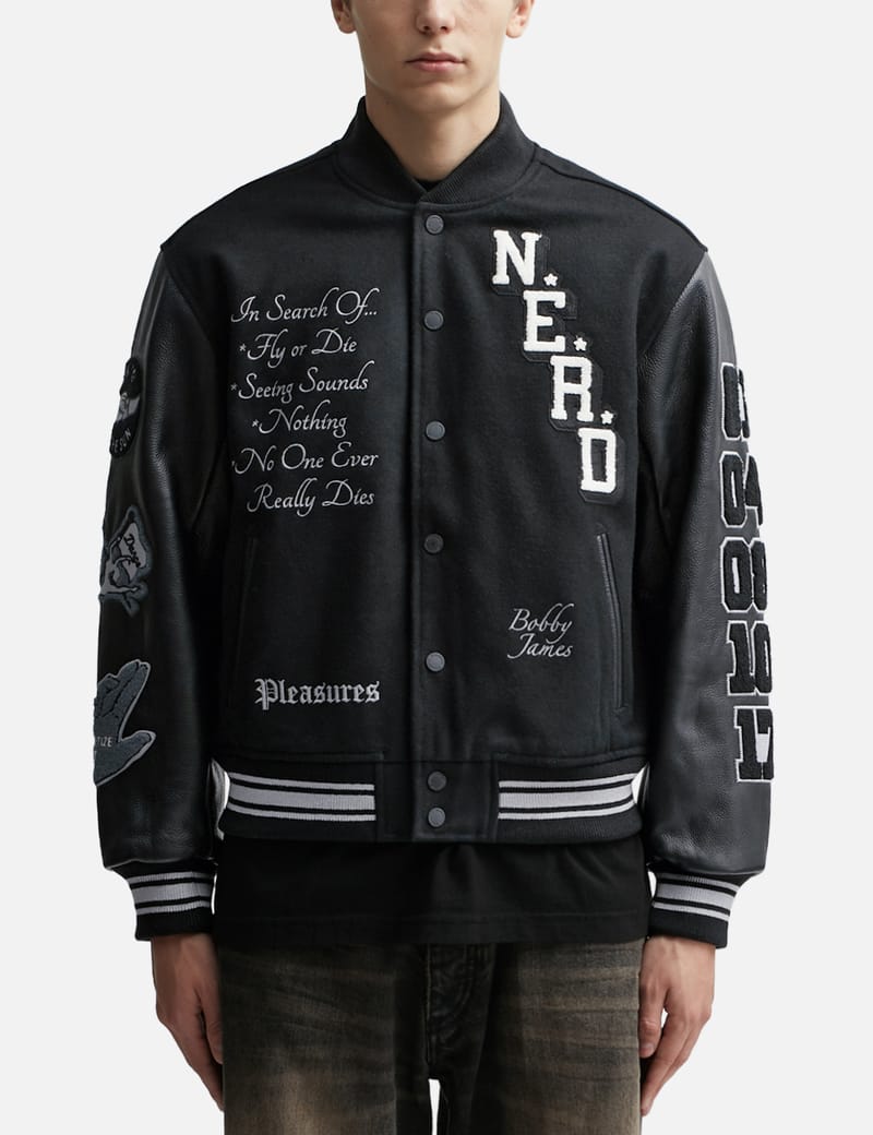 Pleasures - NERD VARSITY JACKET | HBX - Globally Curated Fashion